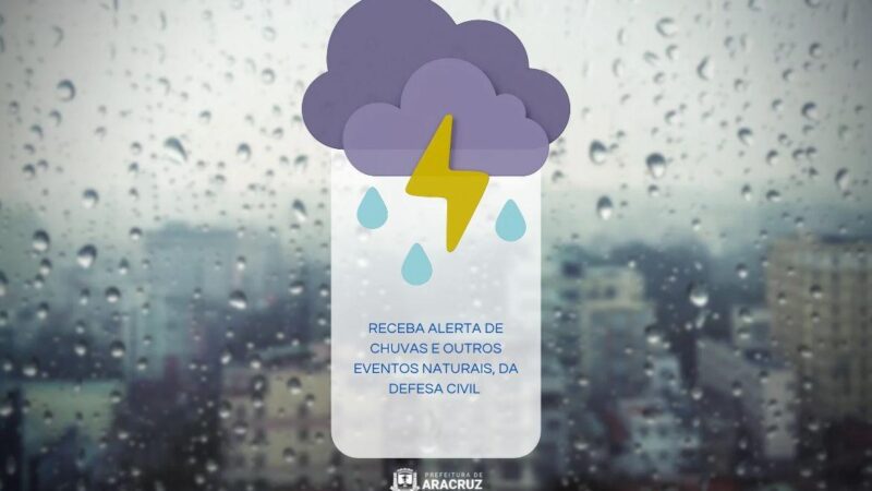 Defesa Civil alerta para importância do cadastro para receber avisos de chuvas e desastres naturais