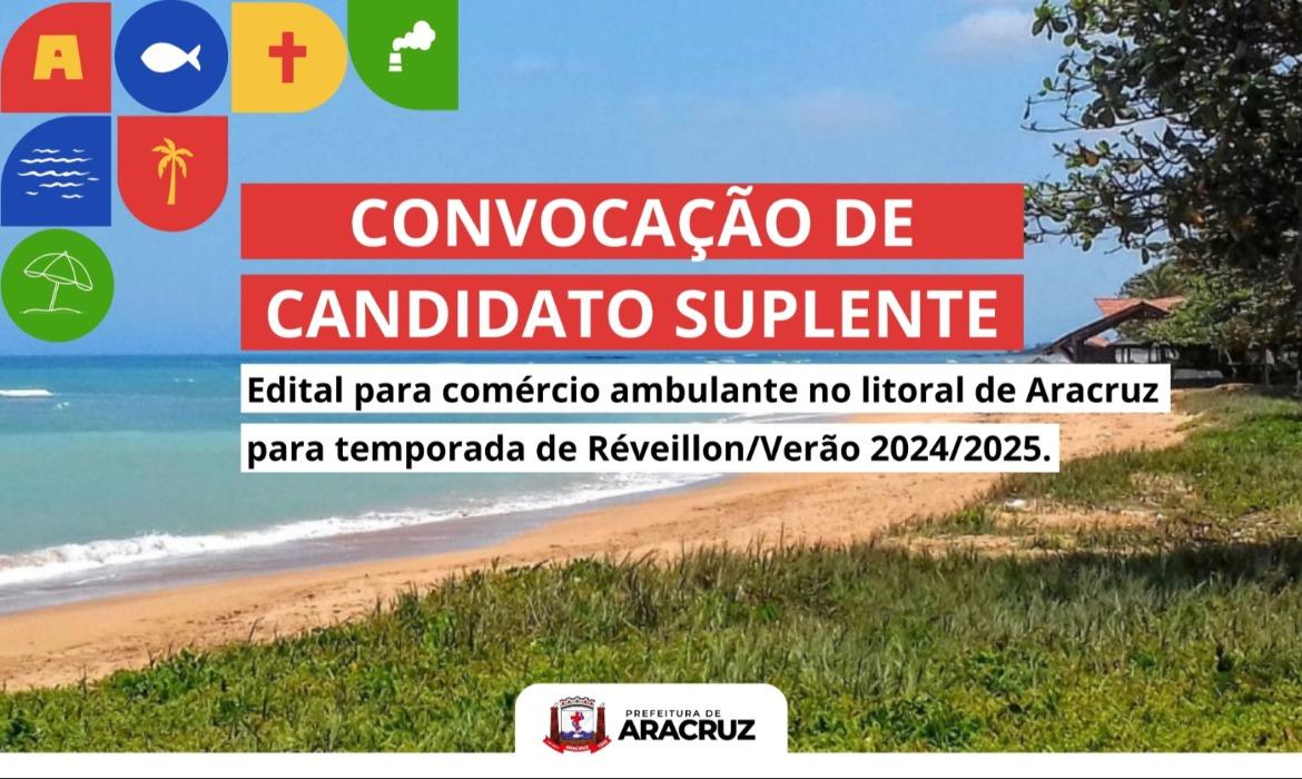 Prefeitura de Aracruz convoca candidato suplente para o exercício das atividades no Verão 2024/2025